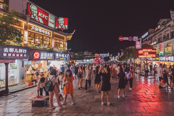 West Street Yangshuo by night