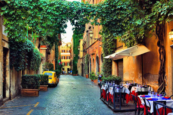 Rome evening neighbourhood street