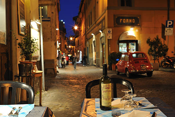 Rome evening piazza lights